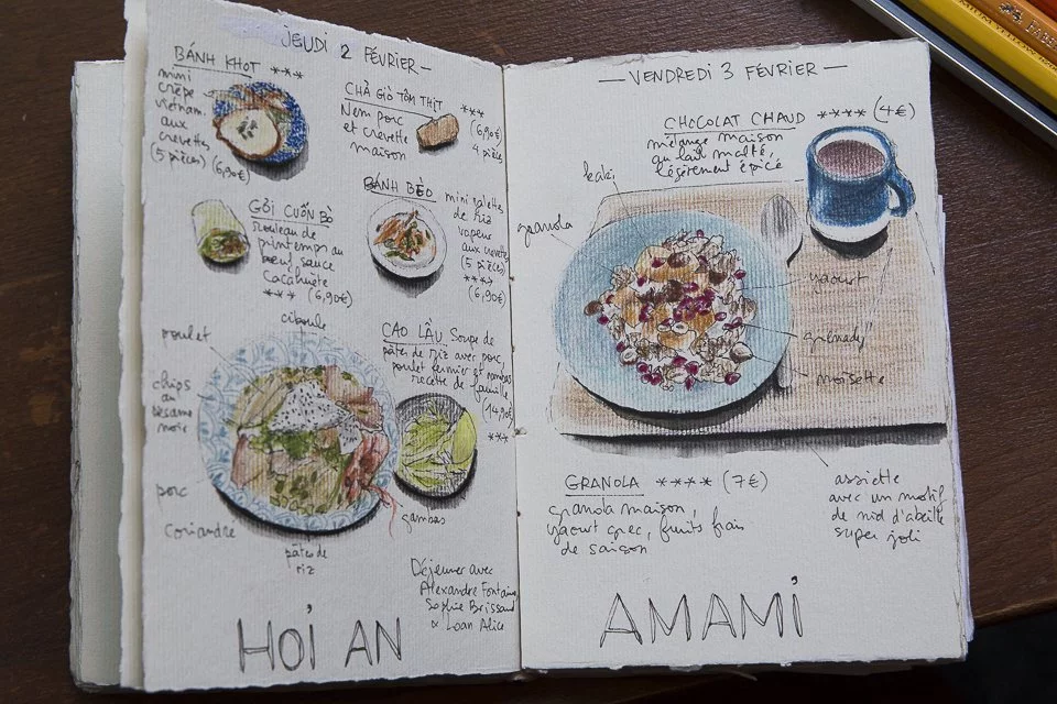 carnet de dessins du restaurant amami