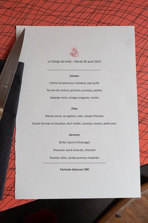 menu La vierge paris 20