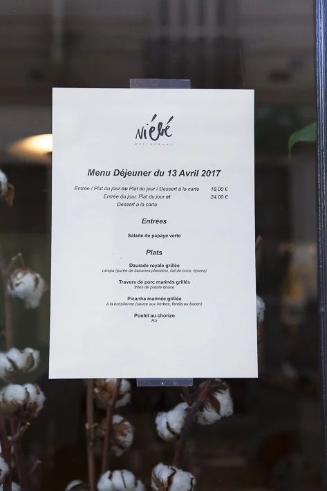 menu du restaurant Niébé